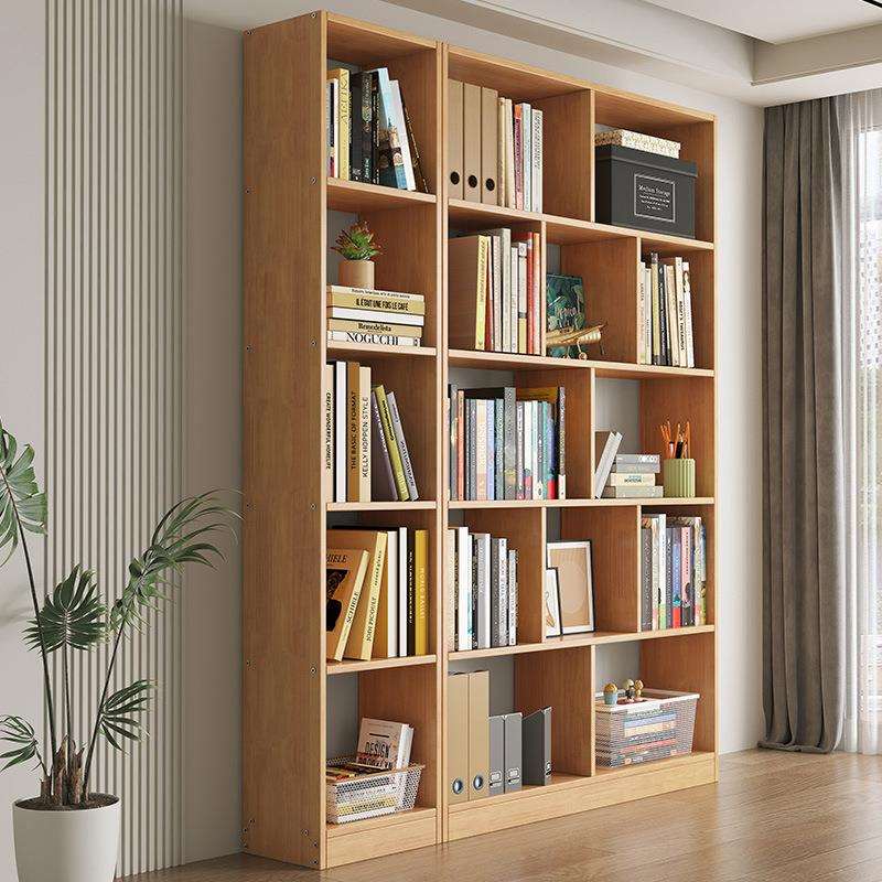 实木书架现代简约家用卧室落地客厅靠墙置物架多功能收纳架储物柜