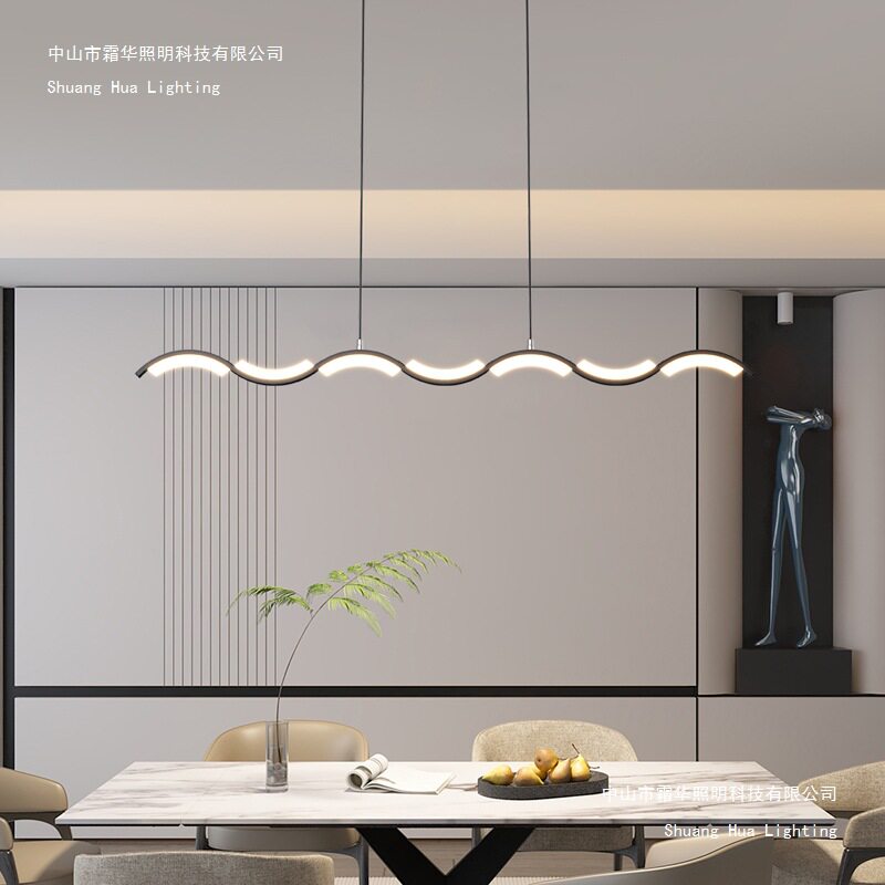 餐厅吊灯饭厅简约现代吧台餐桌个性茶室极简创意艺术长条led灯具