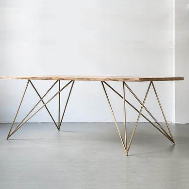 北欧实木职员办公桌简约铁艺员工洽谈书桌铁艺实木办公桌椅4人位