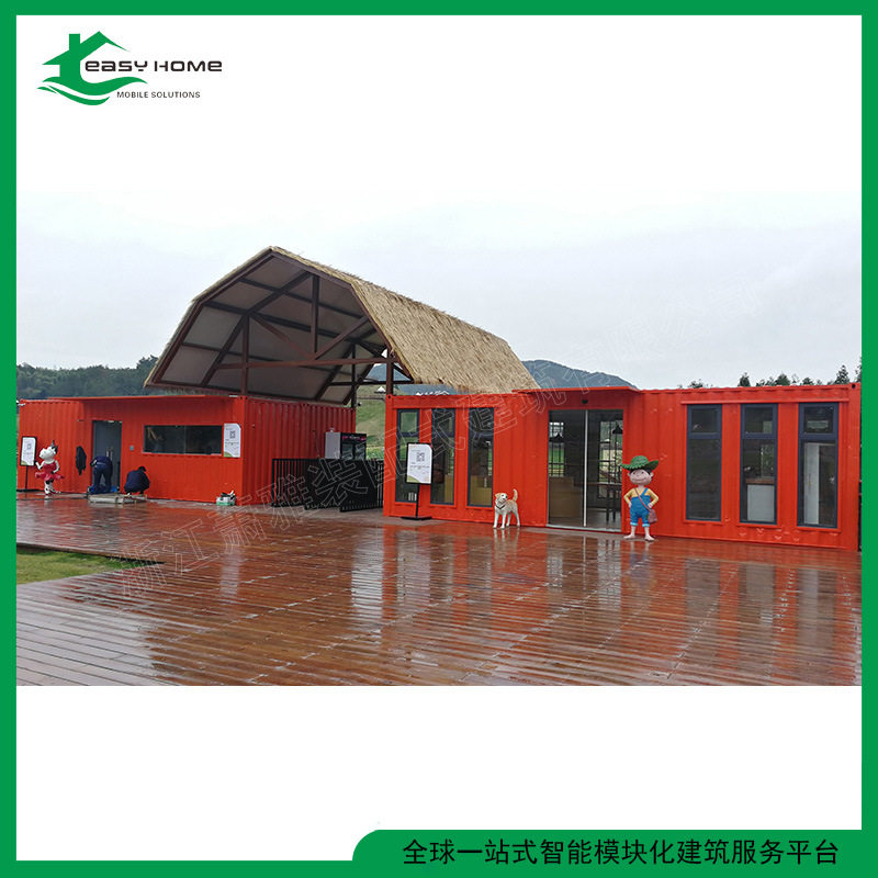 厂家直供装配式红色集装箱门岗亭