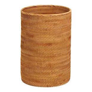 越南藤编书画大号收纳筐字画收纳缸中式书房圆纸篓书法卷轴桶