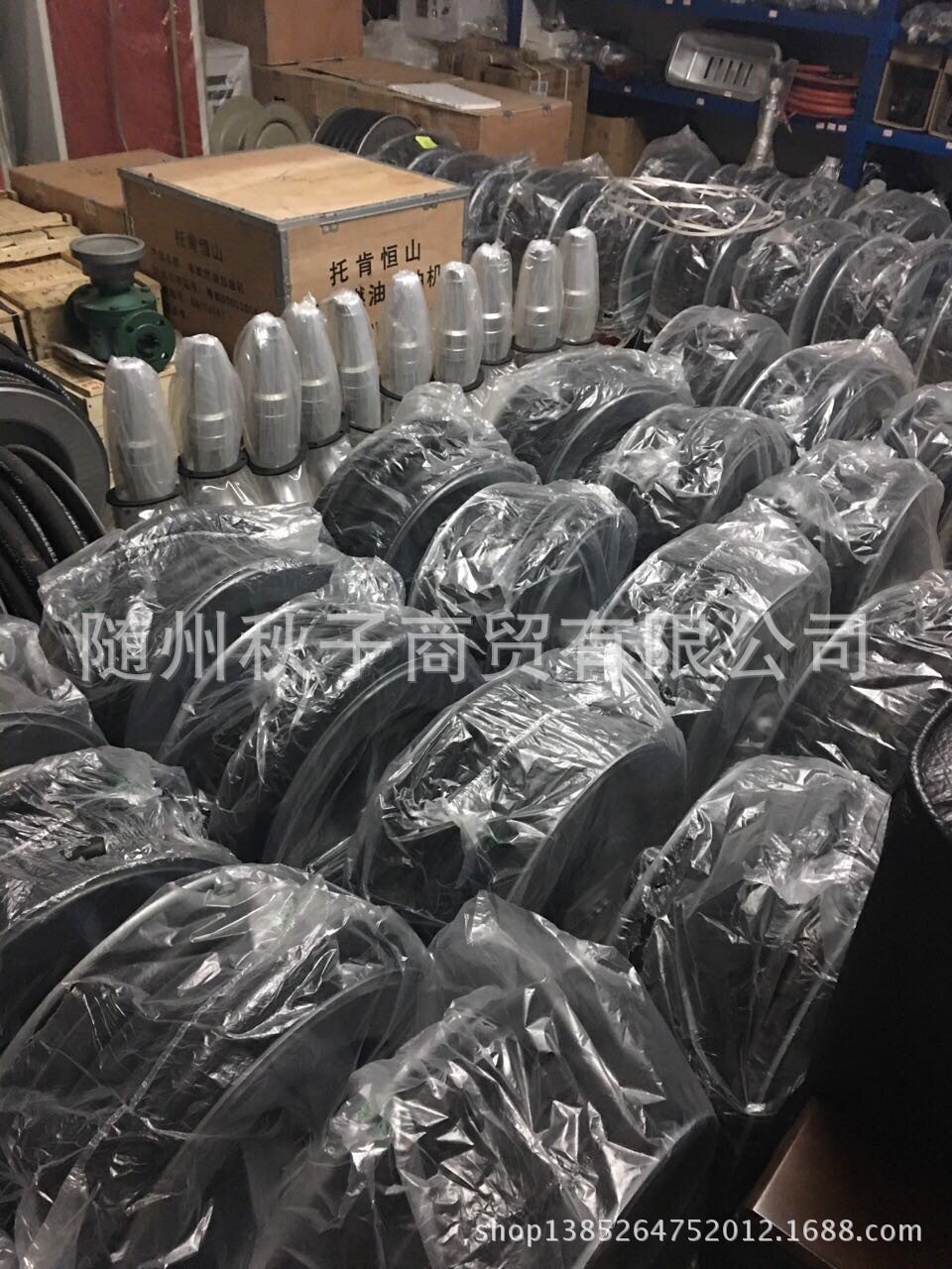 秋子大流量加油卷盘带18~20米胶管不锈钢接头油枪绞盘1寸25