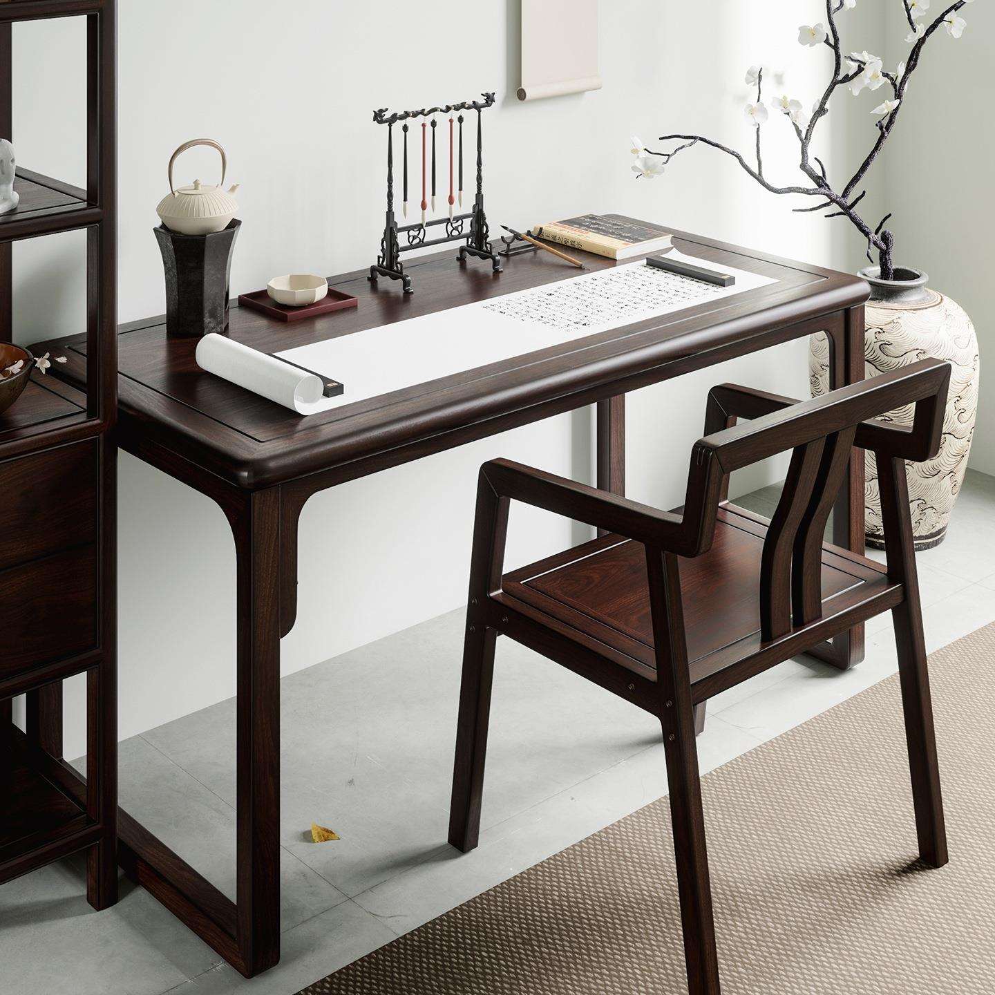 新中式书法桌实木书桌画案简约写字台办公桌写字桌家用书法画桌r*