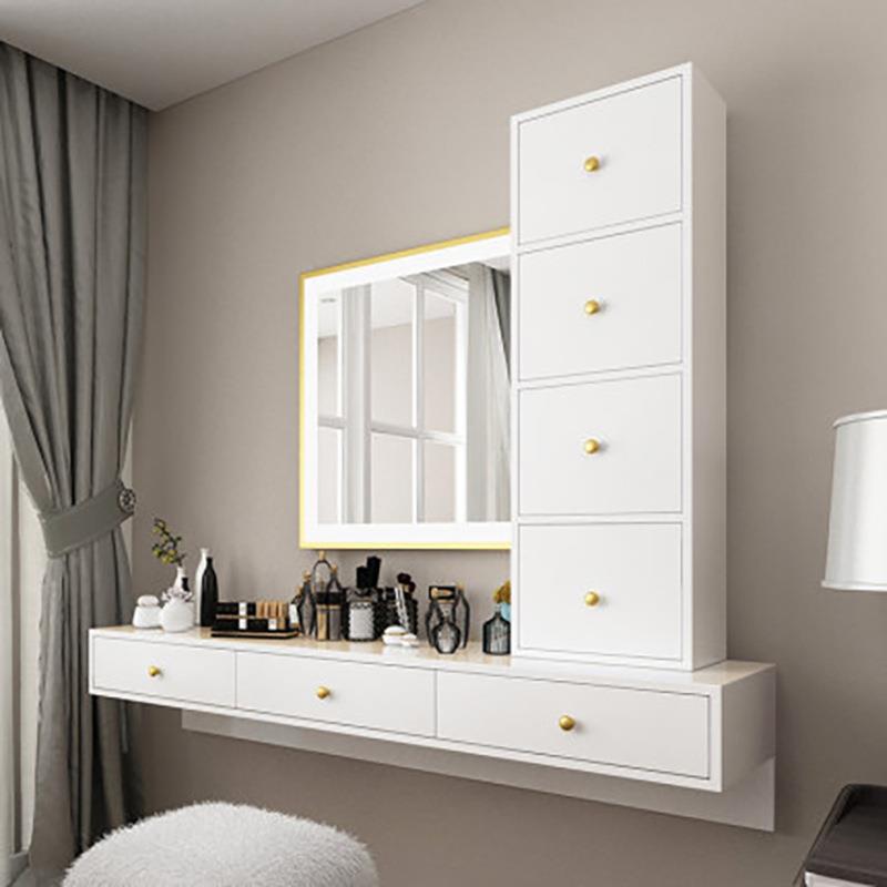 轻奢多功能壁挂式梳妆台卧室小户型化妆桌铁艺家用多抽屉化妆台