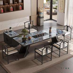 岩板茶桌2025新款高端轻奢现代高级感办公室奢石茶台烧水壶一体桌