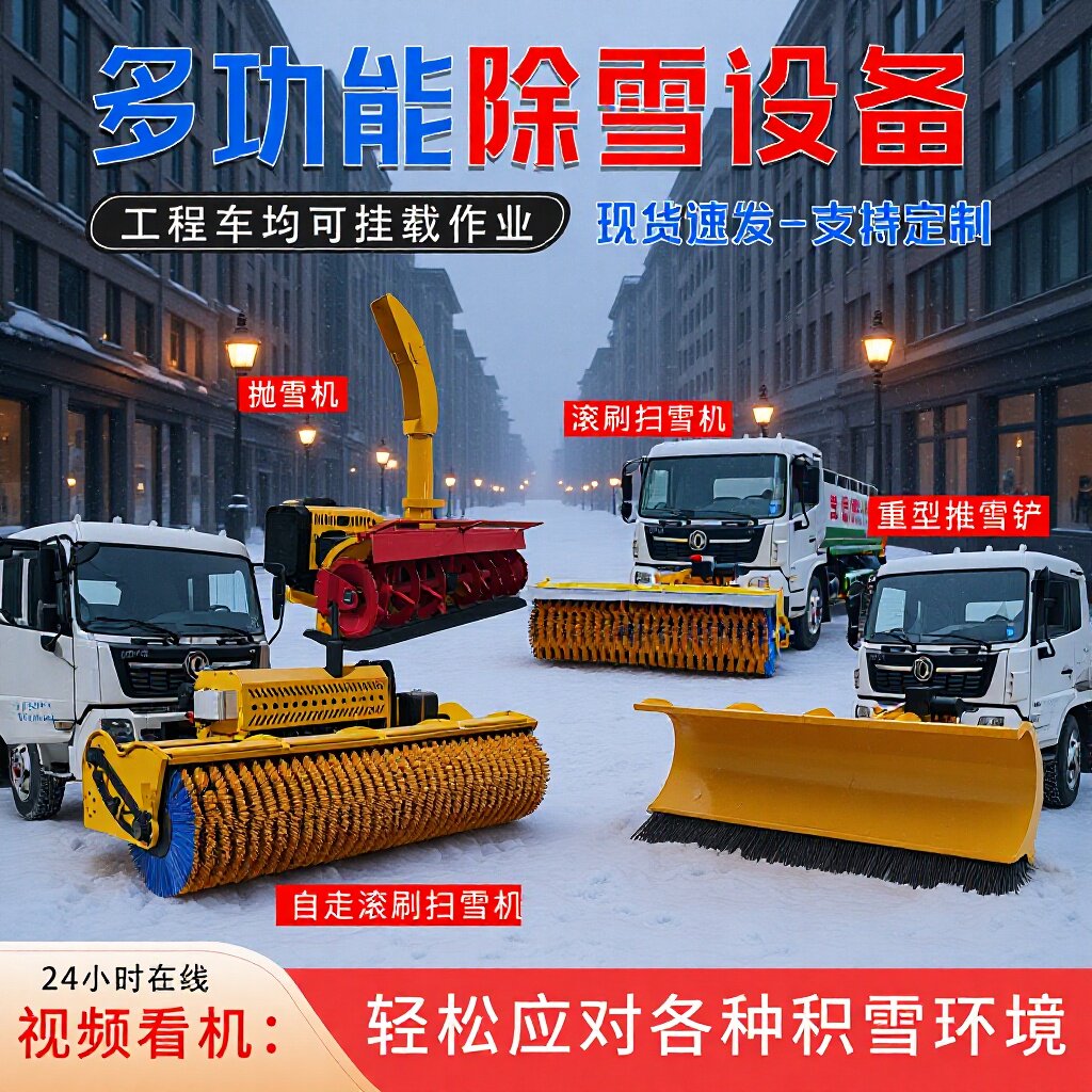 车载除雪滚刷叉车装载机扫雪车3米2.5米清雪滚刷市政环卫液压雪滚