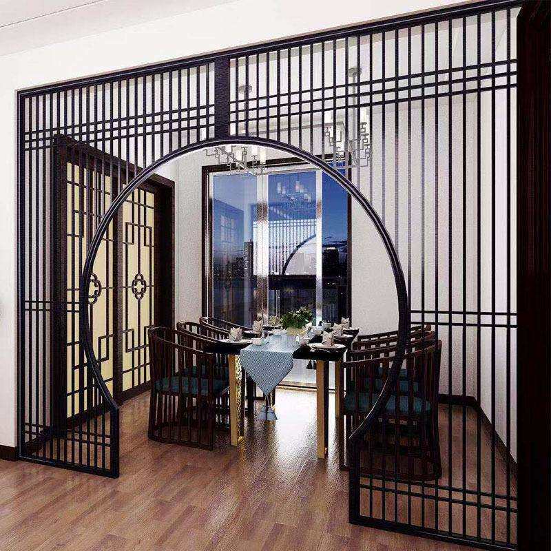 东阳木雕新中式月亮门实木花格月洞门圆拱门博古架客厅仿古隔断