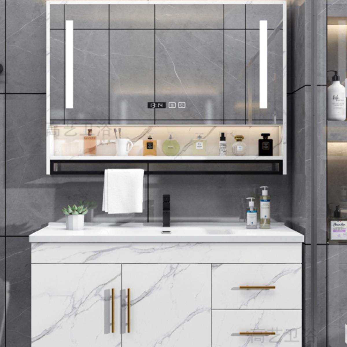 浴室柜组合陶瓷一体盆简约智能落地洗手脸盆卫生间洗漱台收纳组合