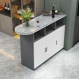 吧台现代简约家用岩板岛台桌子玄关柜小户型客餐厅厨房双面隔断柜