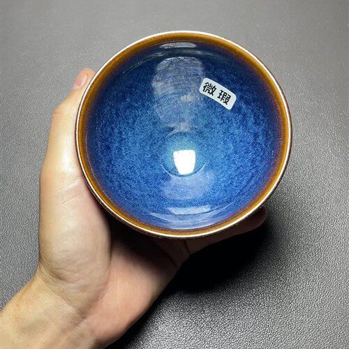 【1105号】瑕疵-建盏茶杯茶具手工柴烧-ID.INL-回蓝束口-S