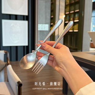 纯钛餐勺抗菌防霉西餐叉勺户外便捷调羹甜品勺 勺子 真 很少见