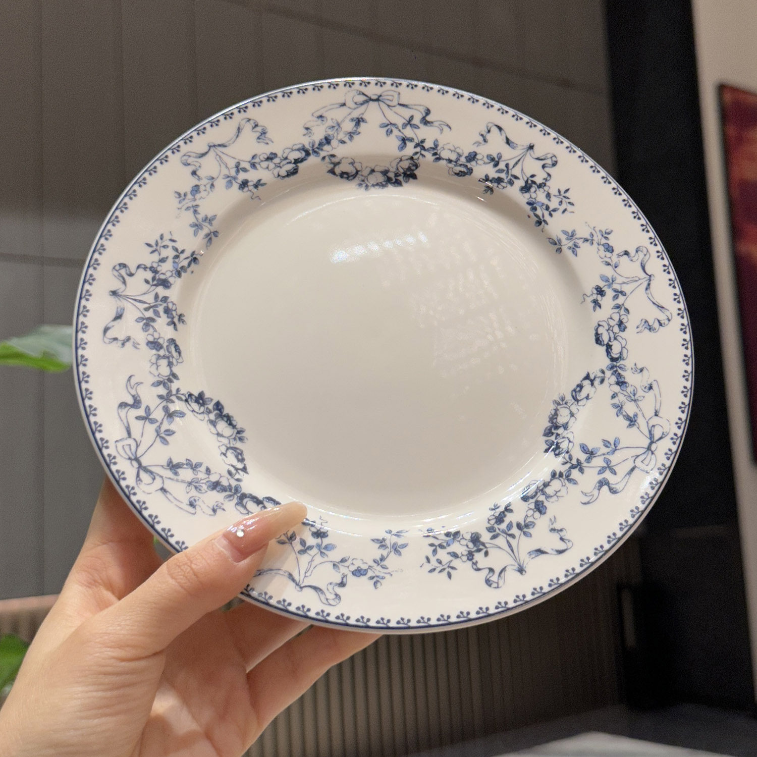 【老板娘自留】复古法式清新蓝色中古陶瓷盘甜点盘颜值早餐盘餐盘