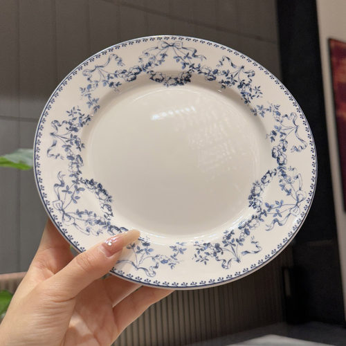 复古法式清新蓝色中古陶瓷盘