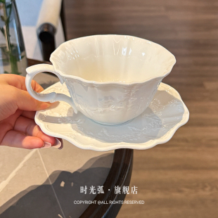 时光弧「高级杯碟」法式天使浮雕陶瓷杯碟复古下午茶咖啡杯碟套装