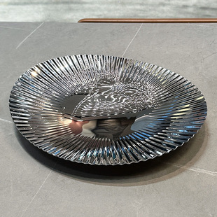 欧式18/10不锈钢轻奢高档水果盘客厅家居摆件客厅茶几零食盘果盘