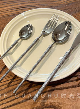 北欧复古做旧出口品质牛排刀锤目纹匠人同款不锈钢餐具主餐刀叉勺