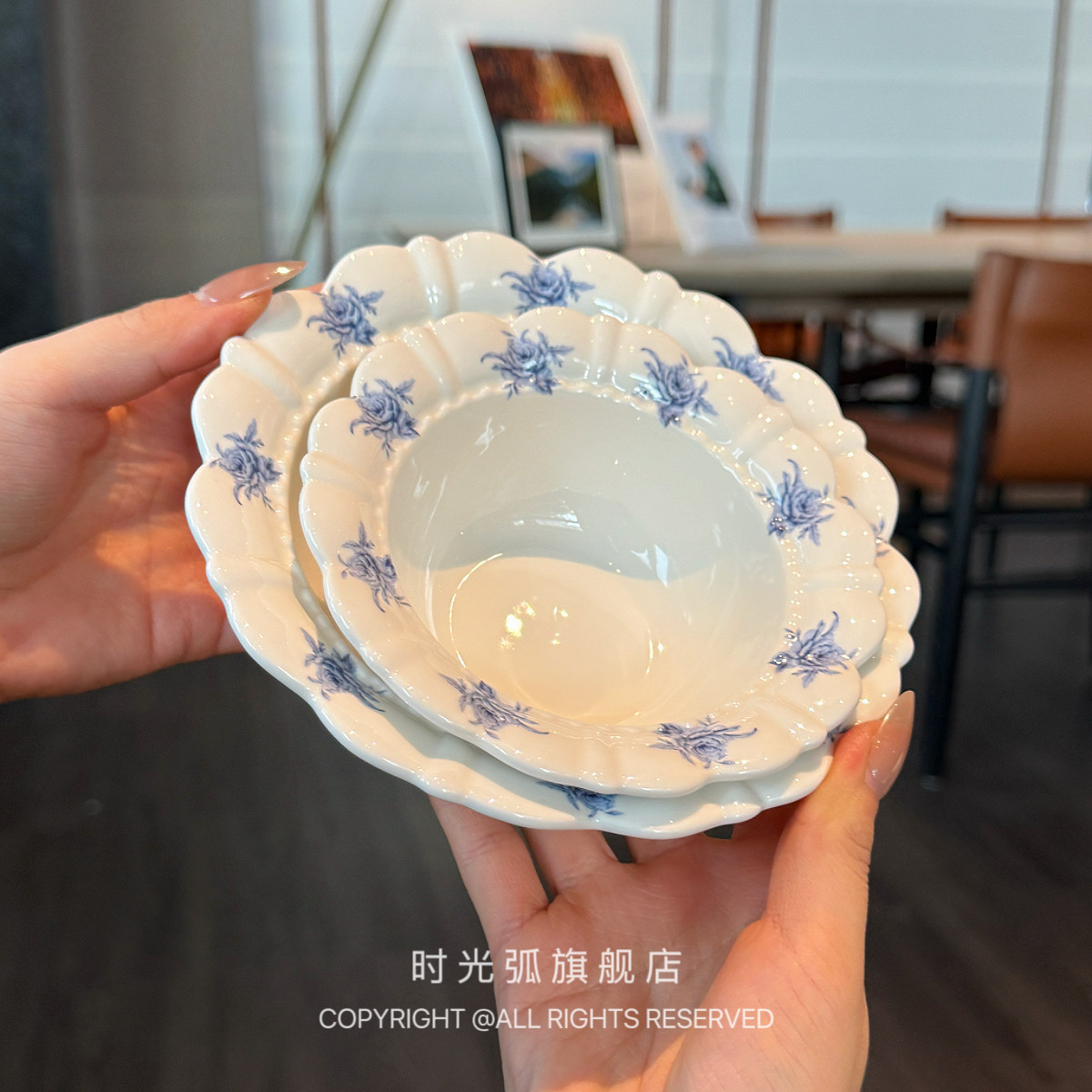 漂亮好看的蓝色玫瑰饭碗甜品沙拉碗麦片早餐碗小碗米饭碗面碗汤碗,餐饮具,碗,淘宝优惠券,粉丝福利购,淘宝优惠卷