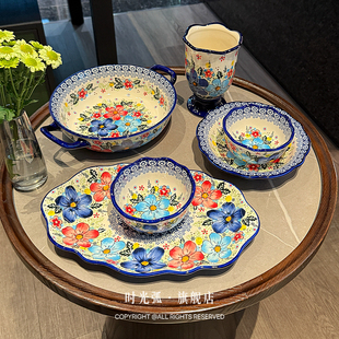 【釉彩如诗 碗盘如画】手绘波兰彩釉下彩陶瓷碗盘套装组合餐盘碗