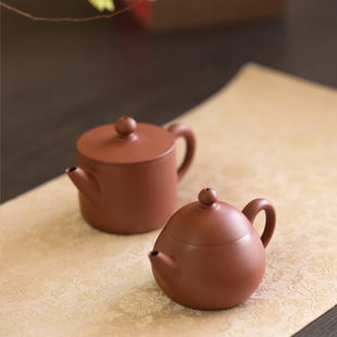 潮州全手工手拉壶薄胎朱泥剑梨壶汉瓦壶枫溪产手工陶壶
