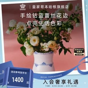 RoyalCopenhagen皇家哥本哈根手绘蕾丝花瓶家居客厅台面摆件北欧