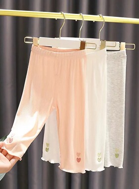 女宝宝超软冰丝打底裤2婴幼儿2025夏季新款女小童简约百搭七分裤3