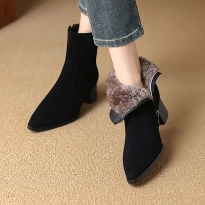 皮毛一体雪地靴女冬季加绒加厚