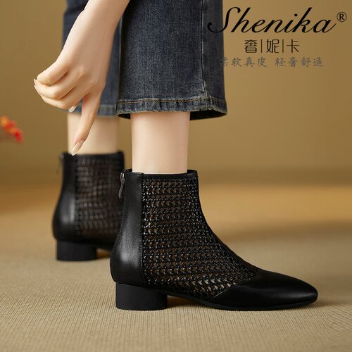 奢妮卡软底凉靴时尚百搭镂空编织