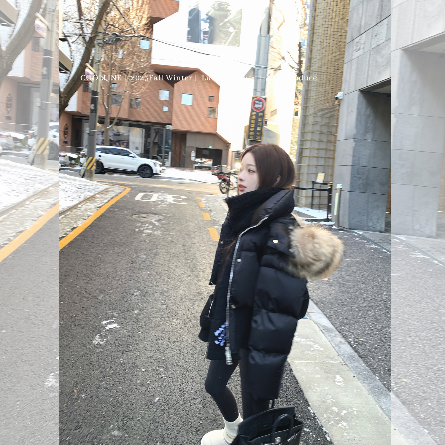 COOLLINE林子熙 重磅推荐！！黑色高阶大朵鹅绒大貉子毛领羽绒服
