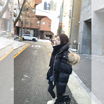 COOLLINE林子熙毛领羽绒服