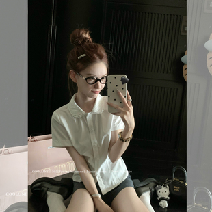 女可爱俏皮减龄上衣 白色miu系娃娃领衬衫 COOLLINE林子熙 园游会