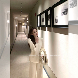 高腰垂感显瘦长裤 温柔蕾丝拼接针织套装 偏爱soft COOLLINE林子熙