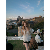 万搭针织松弛感简约短袖 COOLLINE林子熙 人生小白t v领T恤女