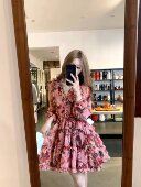 COOLLINE林子熙 干枯玫瑰重工连衣裙夏甜美少女感蛋糕裙 花锆