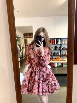 COOLLINE林子熙玫瑰重工连衣裙