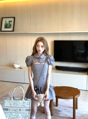 COOLLINE林子熙 洋房doll灰色系少女复古甜美套装夏吊带裙/花苞裤