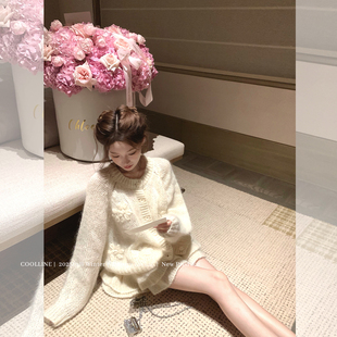 软糯开衫 少女感重工钩花针织套装 半裙两件套 织梦 COOLLINE林子熙