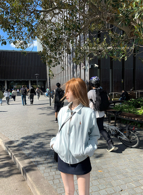 COOLLINE林子熙 轻氧系 babyblue苎麻棉RL刺绣慵懒松弛感夹克外套