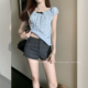 Classic格雷公式 韩系两色卷边西装 裤 COOLLINE林子熙 女休闲短裤