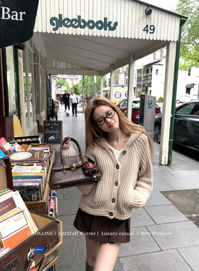 COOLLINE林子熙 洛可可少女 “BC开版”高克重连帽毛衣套装百褶裙