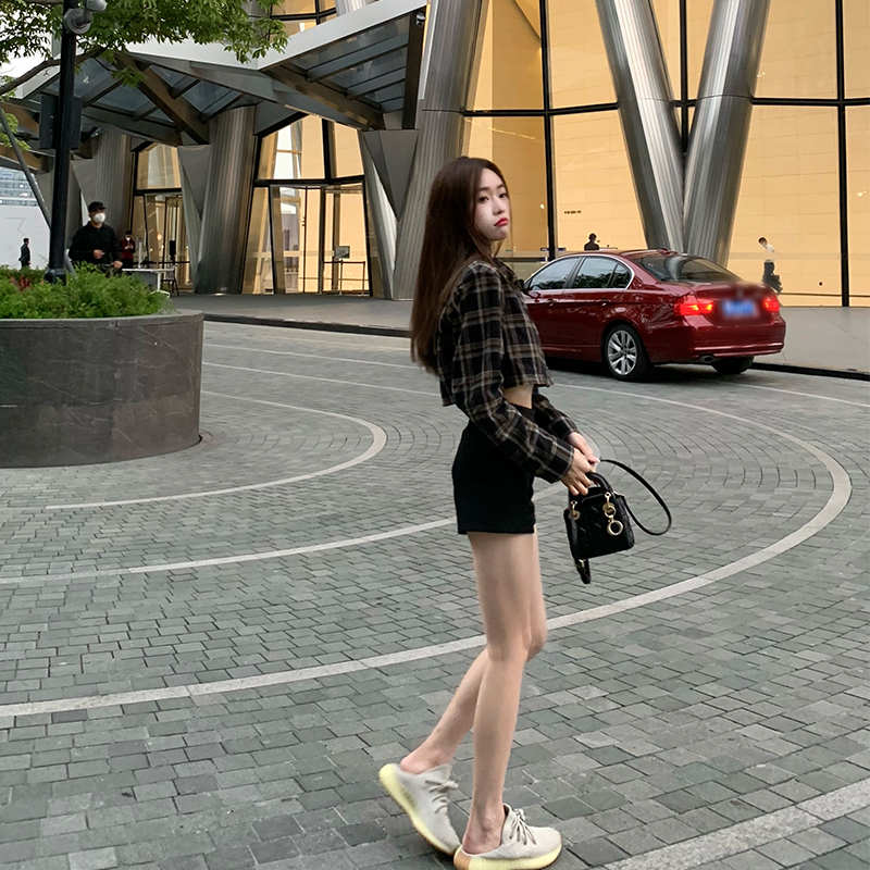 珍妮弗美式甜酷格子衬衫春夏