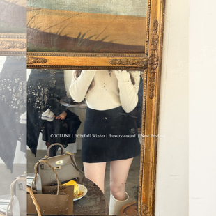 COOLLINE林子熙 韩女的法则 鱼骨掐腰60羊毛短裙显瘦百搭a字裙女