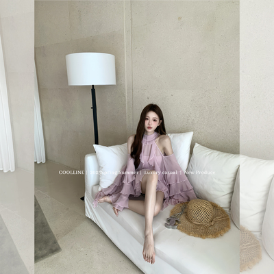 林子熙夏日神女风荷叶边上衣