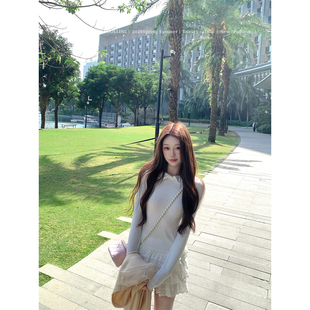 COOLLINE林子熙 女神的香气 元英同款娃娃领白色蛋糕裙收腰连衣裙