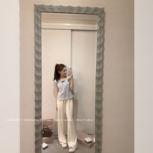 高腰垂感显瘦长裤 软糯凉感白色日常休闲裤 奶皮裤 COOLLINE林子熙