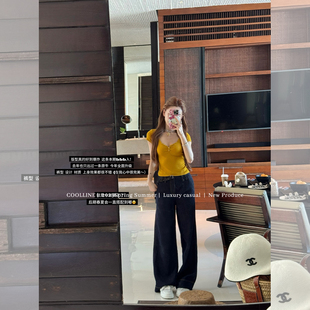 COOLLINE林子熙 松弛基因 b入私服原牛色百搭牛仔裤菱格小香白牛