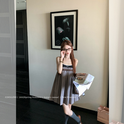 COOLLINE林子熙miu系拼接连衣裙
