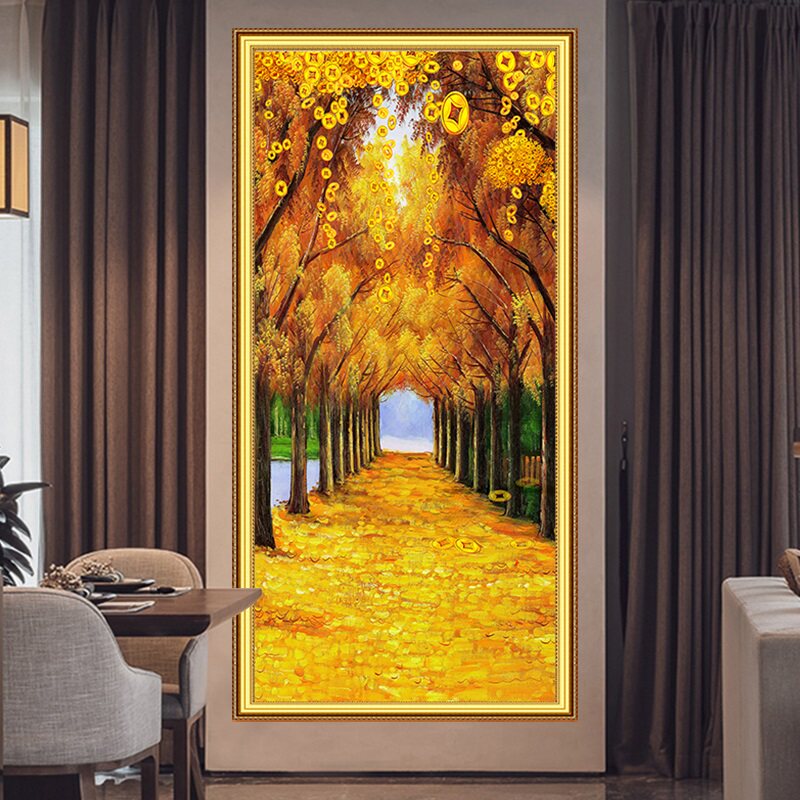 北欧风黄金大道贴画入户玄关装饰贴画客厅走廊竖版过道自粘贴纸画