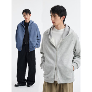 BUTTBILL 26SS廓形拉链卫衣男情侣花纱通勤复古基础连帽开衫外套