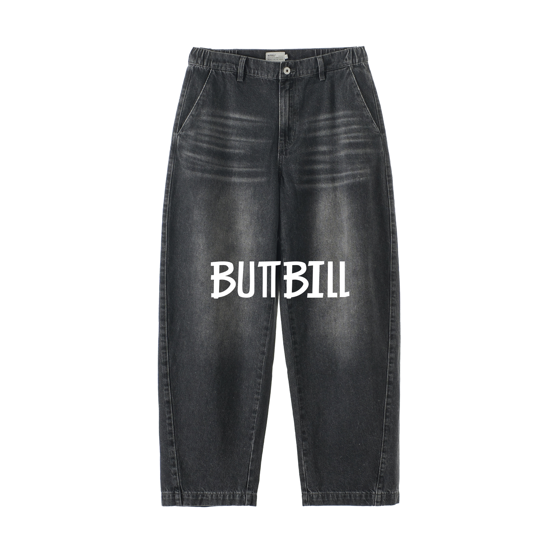BUTTBILL 25AW日系复古通勤抓纹水洗丹宁做旧牛仔休闲长裤子男女