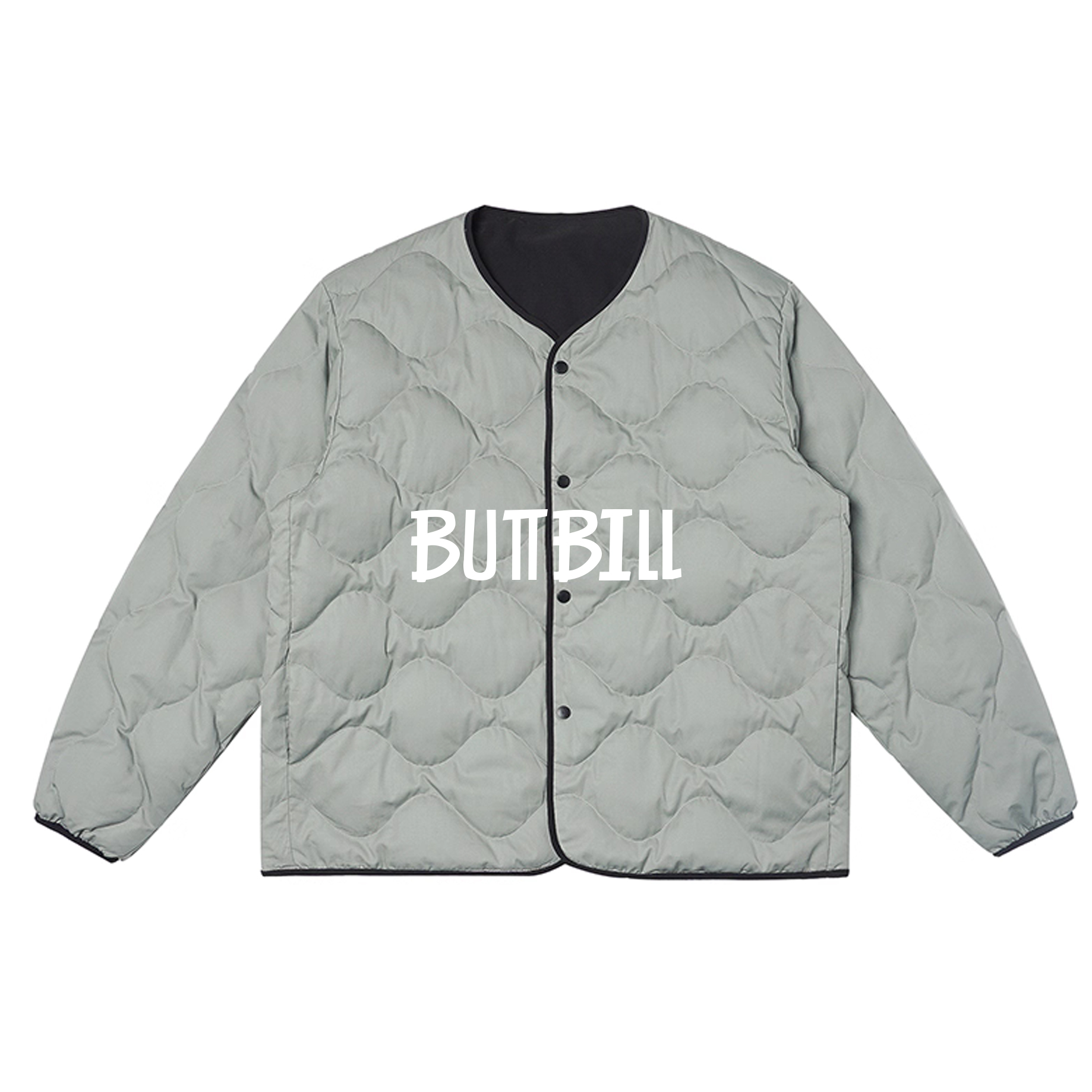 BUTTBILL冬季日系户外复古双面穿无领羽绒服绗缝情侣加厚外套男